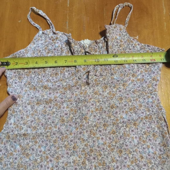4/$15 Babydoll Floral Spaghetti Strap Romper Active USA Size Large Pink Orange - Picture 7 of 9